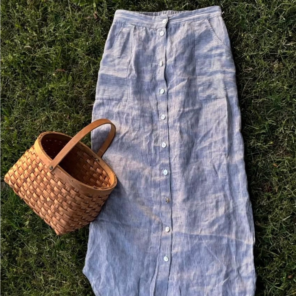 100% Linen button down Maxi Skirt